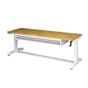 lot 457 image: Husky 72 in. 2-Drawers Adjustable Height Work Table in White, HOLT7202BJ2. - Drawers StickFall Off Glides.