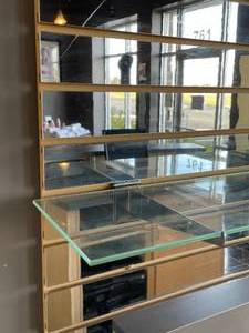 lot 55 image: EuroLine Mirrored Slat Wall with Shelves and Hooks
