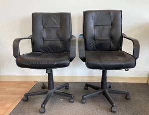 lot 21 image: 2 Adjustable Height Faux Leather Office Chairs