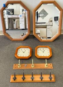lot 29 image: Lot of Home Decor Items-Vanity Mirrors,  Wall Clocks and Coat Hooks