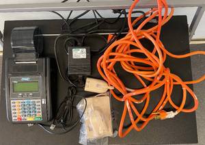 lot 38 image: POS Terminal Credit Card Machine, Extension Cord and DSL Box.  