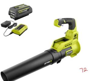 RYOBI 40V 110 MPH 525 CFM Cordless Battery Variable-Speed Jet Fan Leaf Blower with 4.0 Ah Battery and Charger