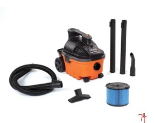 RIDGID 4 Gallon 5.0-Peak HP Portable WetDry Shop Vacuum with Fine Dust Filter, Hose and Accessories