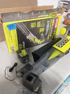 RYOBI ONE 18V 100 MPH 280 CFM Cordless Battery Variable-Speed Jet Fan Leaf Blower with 4.0 Ah Battery and Charger