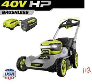 RYOBI 40V HP Brushless 21 in. Battery Walk Behind Push Lawn Mower with 7.5 Ah Battery and Rapid Charger