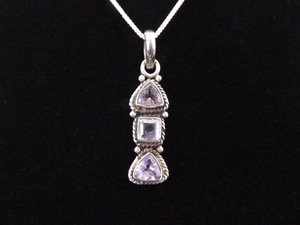 lot 2 image: .925 Sterling Silver Amethyst Pendant Necklace