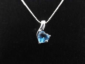 lot 3 image: .925 Sterling Silver Topaz Heart Crystal Pendant Necklace