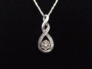 lot 8 image: .925 Sterling Silver Diamond Accented Infinity Pendant Necklace