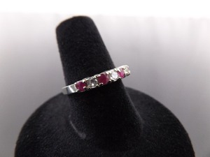 lot 41 image: .925 Sterling Silver Ruby Crystal Ring Size 7