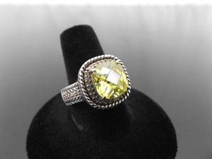 lot 45 image: .925 Sterling Silver Peridot Crystal Ring Size 9