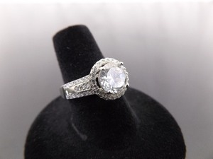 lot 56 image: .925 Sterling Silver Faceted Zirconia Ring Size 7.25