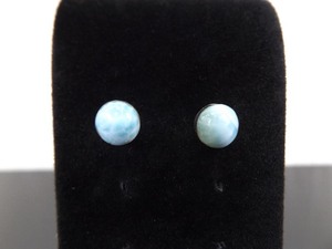 lot 82 image: .925 Sterling Silver Larimar Cabochon Post Earrings