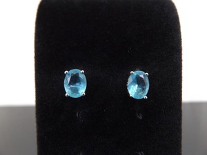 lot 83 image: .925 Sterling Silver Oval Cut Topaz Crystal Post Earrings