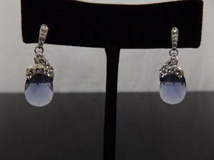 lot 84 image: .925 Sterling Silver Amethyst Crystal Dangle Post Earrings