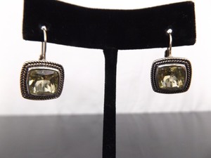 lot 89 image: .925 Sterling Silver Peridot Crystal Hinged Latch Hook Earrings