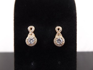 lot 99 image: .925 Sterling Silver Rose Gold Zirconia Vermeil Post Earrings
