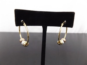 lot 100 image: .925 Sterling Silver Tritone Bead Hoop Vermeil Latch Hook Earrings