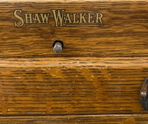 lot 106 image: Antique Shaw Walker Tiger Oak Flat File