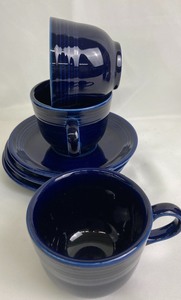lot 107 image: Fiesta Ware Cups and Saucers in Jewel Tones