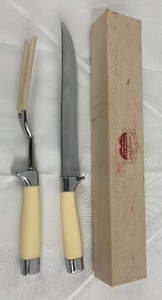 lot 113 image: Wonderful Mid-Century Carvel Hall Carving Set and Steak Knives in Original Boxes