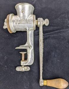 lot 21 image: Vintage Climax Meat Grinder  Red Wing Bowl  1930s Soap Flake Dispenser