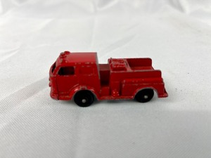 lot 206 image: Vintage Tootsie Toys Metal Jaguar, T-Bird, Fire Truck, Semi w Trailer, Crest Advertising Cars