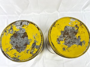 lot 203 image: Pair of Vintage Red Dot Potato Chip Tins
