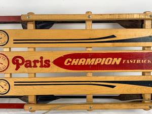 lot 162 image: Vintage Paris Champion Fastback Wood and Metal Sled