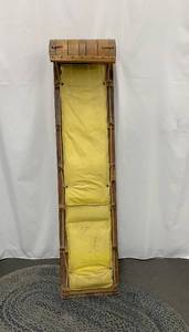 lot 168 image: Vintage Curved Wood Toboggan with Sears Roebuck Seat Pads