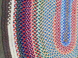 lot 29 image: Large Braided Oval Wool Rag Rug - Excellent Condition