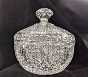 lot 34 image: Brilliant Czech Fine Crystal Covered Dish with Ink Bottle, Candelabra