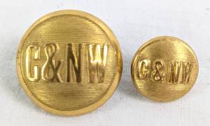 lot 39 image: Vintage Chicago C&NW Railroad Brass  Linen Buttons and Souvenir Match Strike
