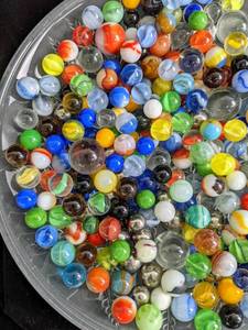 lot 38 image: Large Bag o Marbles and Chipped Satin Glass Bowl