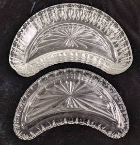 lot 47 image: Lunch Special Vintage Fostoria Crescent Salad Plates  Anchor Hocking Gold-Rim Egg Server  Irice S&P  Sets