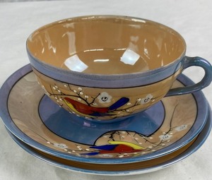 lot 140 image: Assortment of Vintage Japanese Cherry Blossom Lusterware Plates, Cups & Sugar Bowl