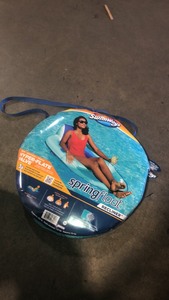 Swimways spring float recliner pool lounge chair with hyper-flats valve, blue
