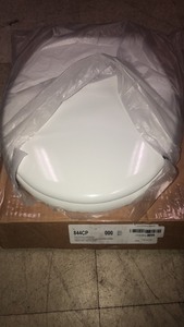 Mayfair edge water toilet seat durable enameled wood 1-pack round  white chrome hinges