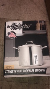 NutriChef Soup Pot with See Through Lid, Dishwasher Safe Stainless steel Pot Food Grade Heavy Duty Induction-Large, Stew