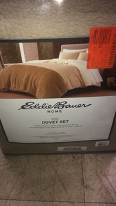 Eddie Bauer range finder 3-piece beige striped king duvet cover set