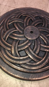 18 in. Round cast stone umbrella base in bronze