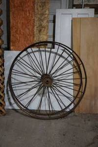 Antique iron wagon wheels