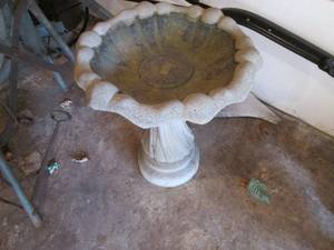 lot 27 image: Cement bird bath 27 tall...