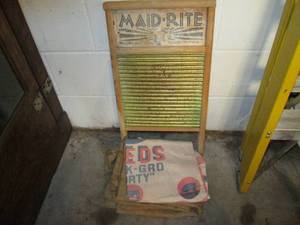 lot 47 image: Vintage sacks and wash board...
