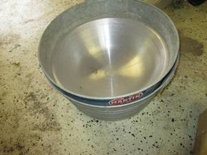 lot 108 image: 3 Metal wash tubs. one is stuck fir...