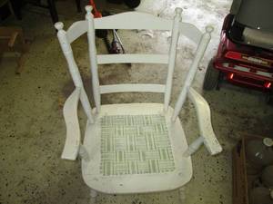 lot 113 image: Vintage white wood chair...