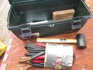 lot 127 image: plastic tool box filled with tools...