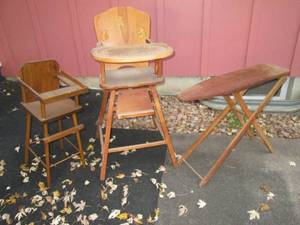 lot 172 image: Vintage high chairs and ironing boa...