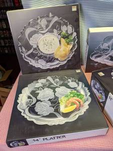 lot 350 image: Crystal dishes including an amber b...