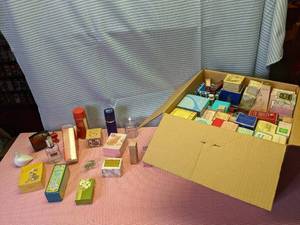 lot 351 image: Large box full of collectible Avon ...