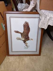 lot 216 image: Hugh Hirtle Painted Eagle Framed Pr...